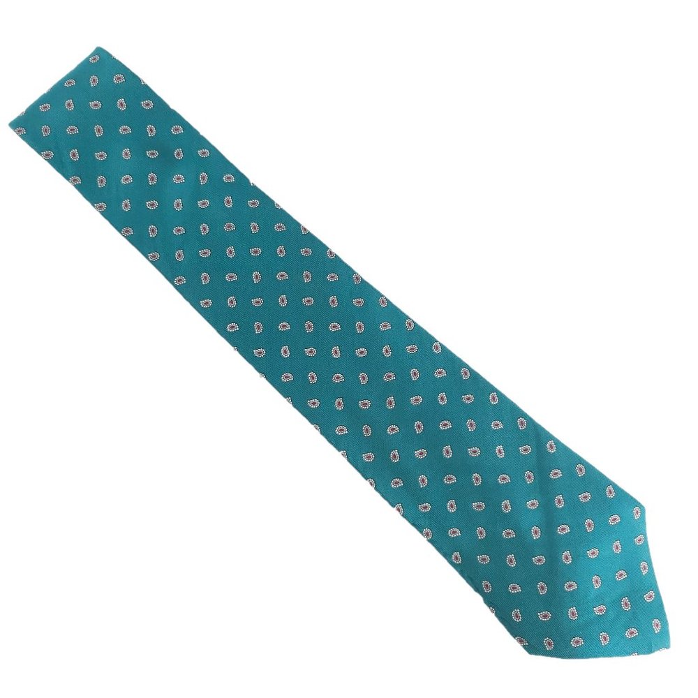 Giacomo men Necktie All Silk Paisley Green Multi 57x3.5 - NWOT - made in Italy